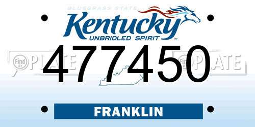 477450 Kentucky License Plate