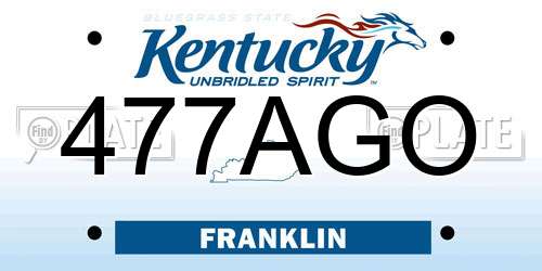 477AGO Kentucky License Plate