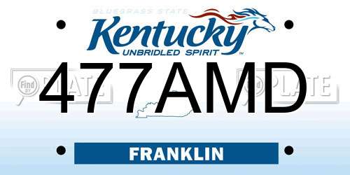 477AMD Kentucky License Plate