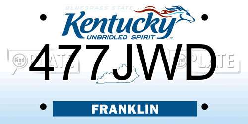 477JWD Kentucky License Plate