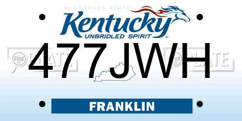 477JWH Kentucky License Plate