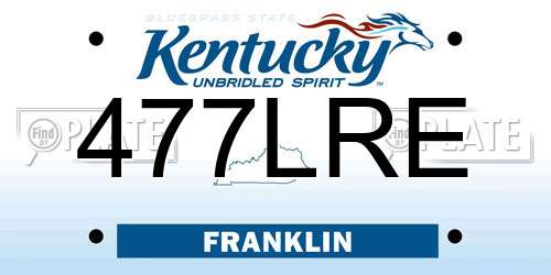 477LRE Kentucky License Plate