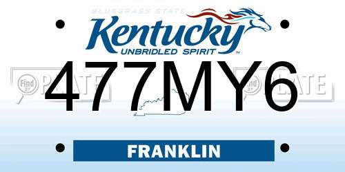 477MY6 Kentucky License Plate