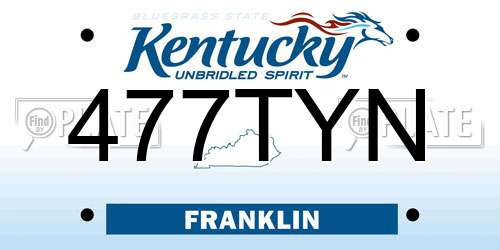 477TYN Kentucky License Plate
