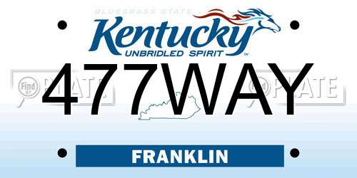 477WAY Kentucky License Plate