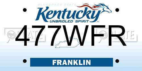 477WFR Kentucky License Plate