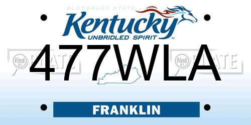 477WLA Kentucky License Plate