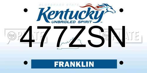 477ZSN Kentucky License Plate