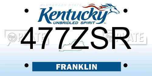 477ZSR Kentucky License Plate