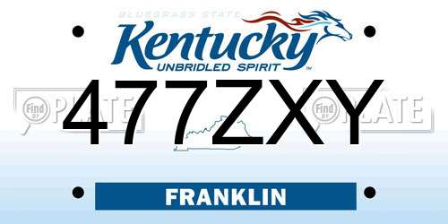 477ZXY Kentucky License Plate