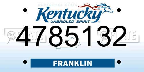 4785132 Kentucky License Plate