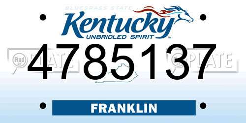 4785137 Kentucky License Plate