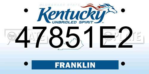 47851E2 Kentucky License Plate