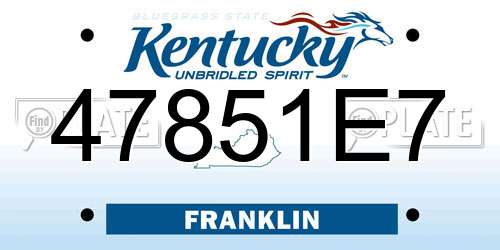 47851E7 Kentucky License Plate