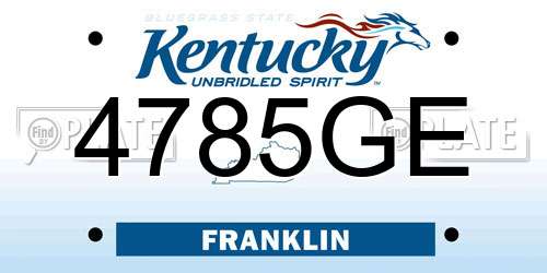 4785GE Kentucky License Plate