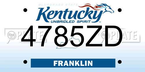 4785ZD Kentucky License Plate