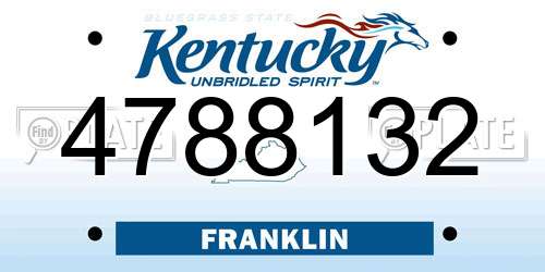 4788132 Kentucky License Plate