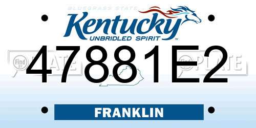 47881E2 Kentucky License Plate