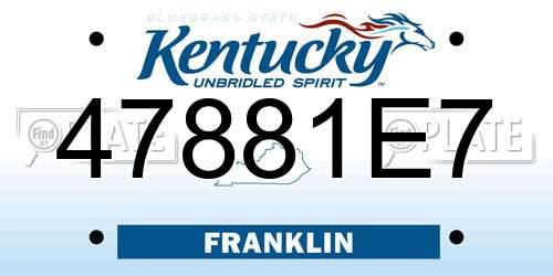 47881E7 Kentucky License Plate