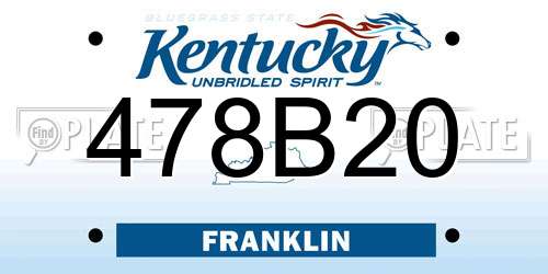 478B20 Kentucky License Plate