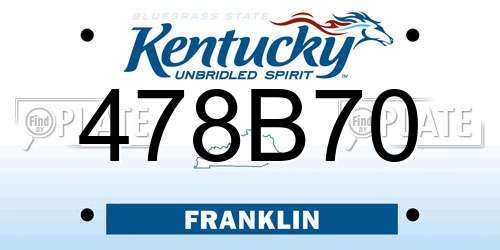 478B70 Kentucky License Plate