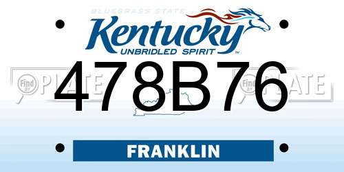 478B76 Kentucky License Plate