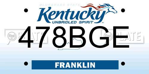 478BGE Kentucky License Plate