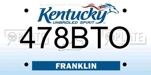 478BTO Kentucky License Plate