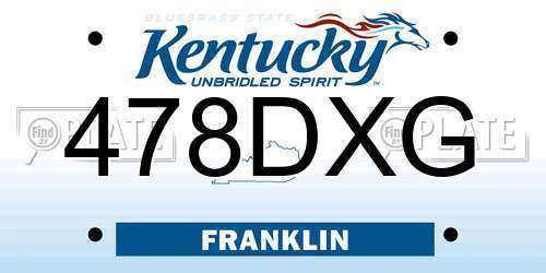 478DXG Kentucky License Plate