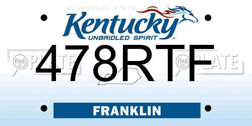 478RTF Kentucky License Plate