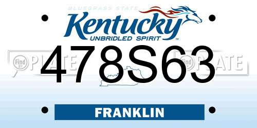 478S63 Kentucky License Plate