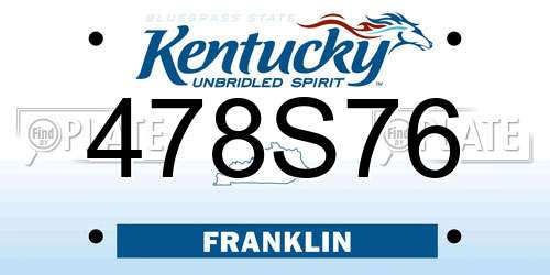 478S76 Kentucky License Plate