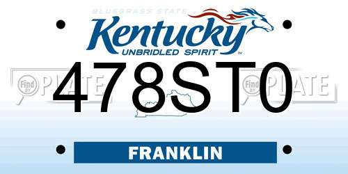 478ST0 Kentucky License Plate