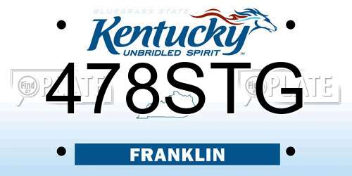 478STG Kentucky License Plate