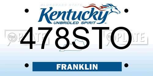 478STO Kentucky License Plate