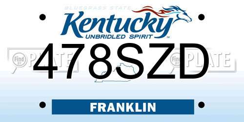478SZD Kentucky License Plate