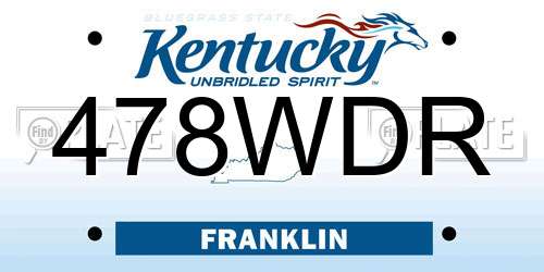 478WDR Kentucky License Plate