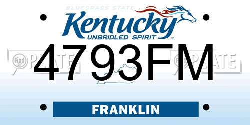 4793FM Kentucky License Plate