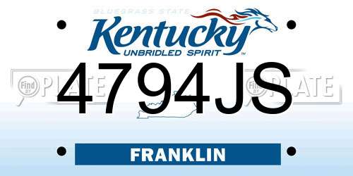 4794JS Kentucky License Plate