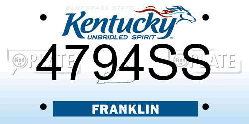 4794SS Kentucky License Plate