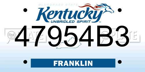 47954B3 Kentucky License Plate