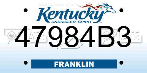 47984B3 Kentucky License Plate
