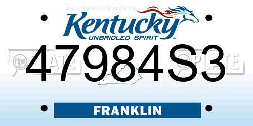 47984S3 Kentucky License Plate