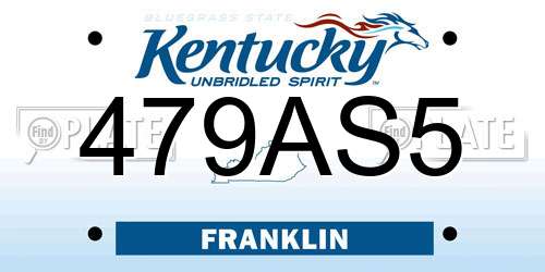 479AS5 Kentucky License Plate