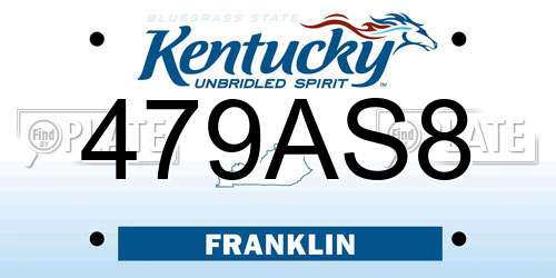 479AS8 Kentucky License Plate