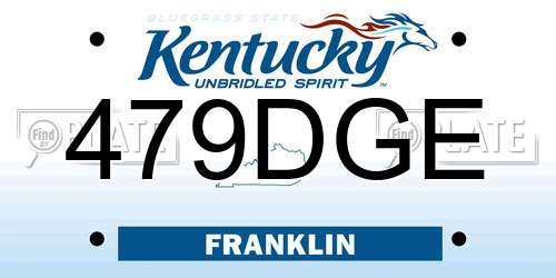 479DGE Kentucky License Plate