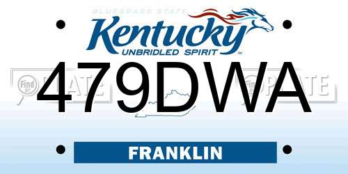 479DWA Kentucky License Plate