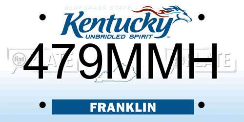 479MMH Kentucky License Plate