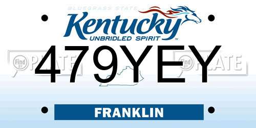 479YEY Kentucky License Plate