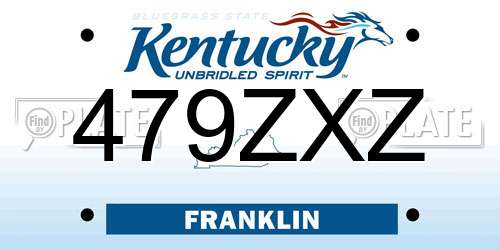 479ZXZ Kentucky License Plate